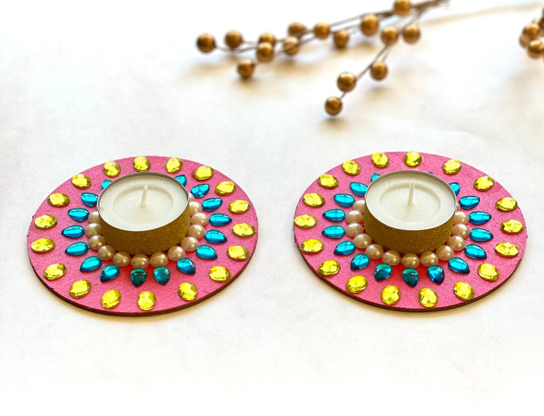 Tea Light Candle Holders Red Wooden Tea Light Candles Etsy UK