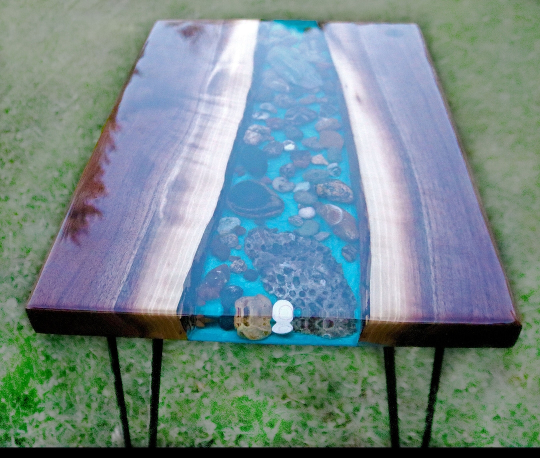 Buy Live Edge Epoxy Resin River Table/ Michigan Petoskey Table/ Great Lakes  Online in India