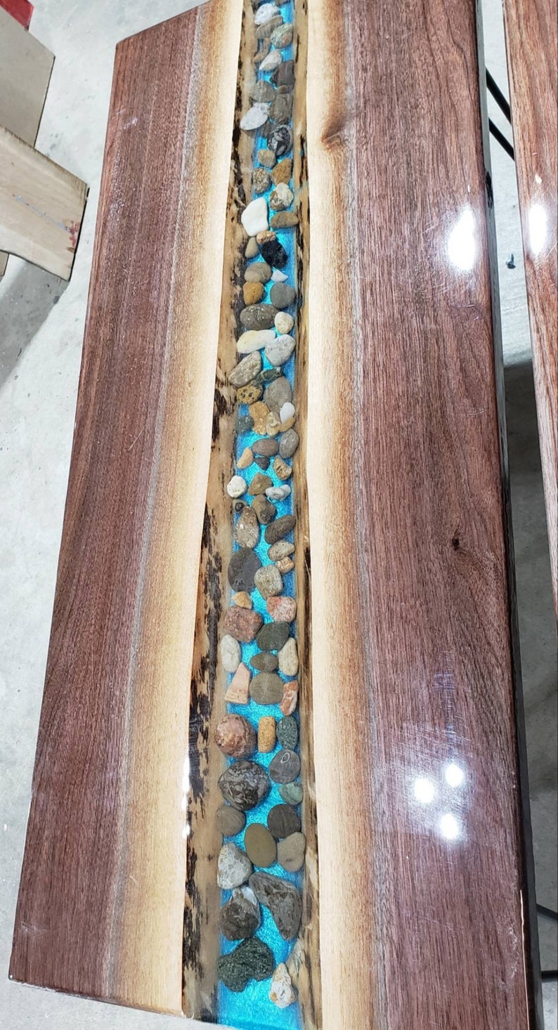 Nita's Fluid Woodworks Live Edge Petoskey Stone River Table - Thumbnail 4