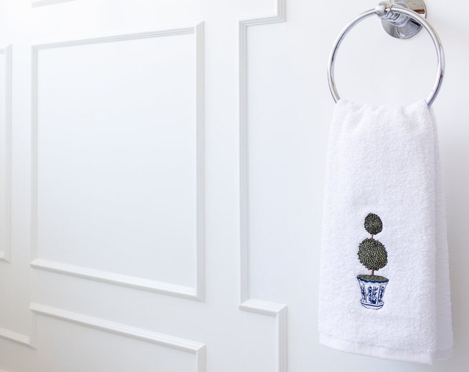 Topiary Tree Hand Towel Embroidered Etsy Australia