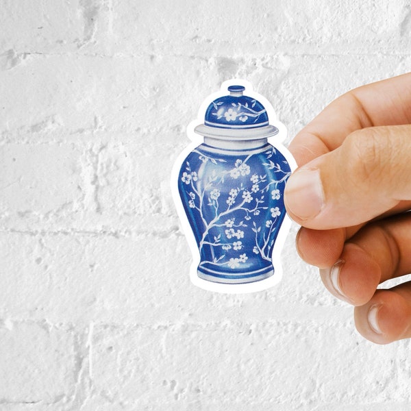 Blue Ginger Jar Kiss Cut Stickers - Removable