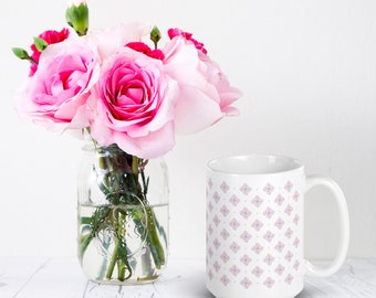 Pink Hydrangea Petals  Ceramic Mug - Coffee Mug, Tea Mug, Pretty Floral Mug