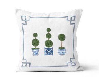 Chinoiserie Topiary Tree Scatter Cushion / Throw Pillow Cover