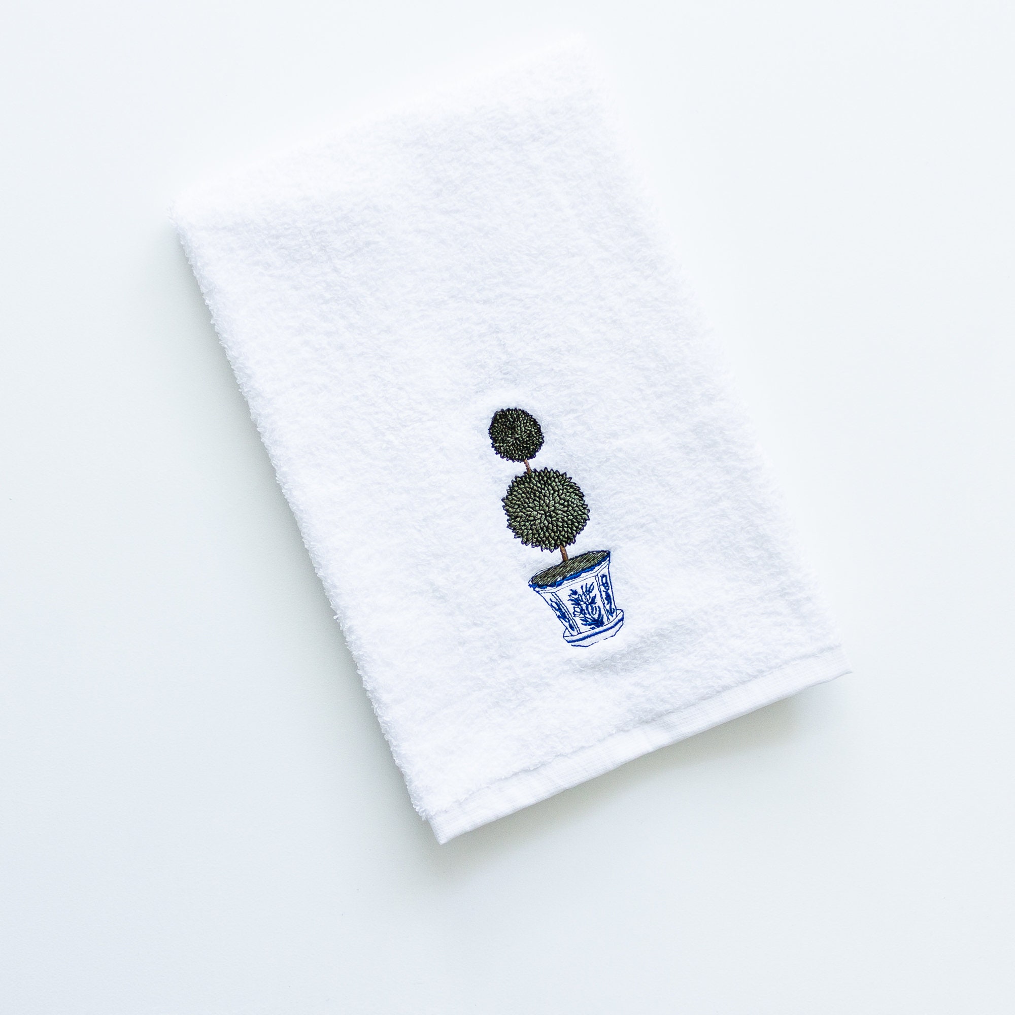 Topiary Tree Hand Towel Embroidered Etsy