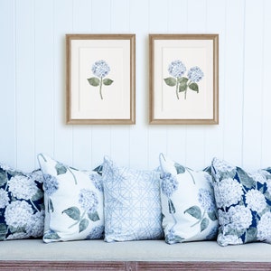 Hydrangea Stems Double Watercolor Art Print on Archival Paper / Poster / Wall Art image 1