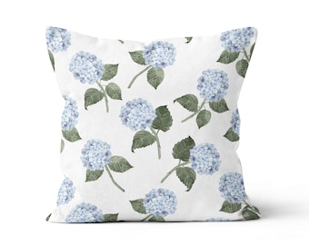 Hydrangea Bloom Blue Scatter Cushion / Throw Pillow Cover, Hamptons, Grandmillenial, Traditional