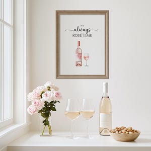 Stampa artistica Rosé Time, stampa artistica da parete per amanti del vino, poster artistico Happy Hour Cheers, bar di casa