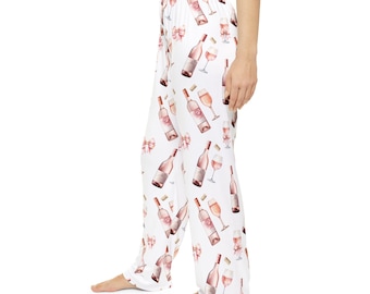 Rosé-Weinliebhaber-Damen-Pyjama-Hosen, gemütliche Nächte, Mädchen-Nacht, Wein-Thema Loungewear, Weinästhetik Nachtwäsche Entspannungskleidung