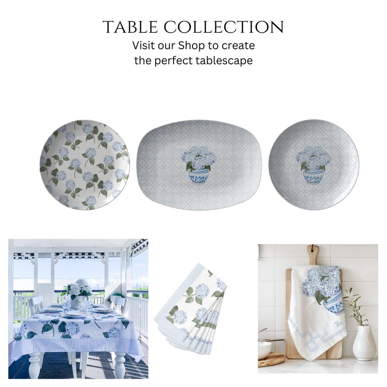 Hydrangea Chinoiserie ThermoSāf® Dinner Plate, Grandmillennial Polymer Picnic Plate, Floral Hostess Plate for Entertaining, Preppy Aesthetic image 7
