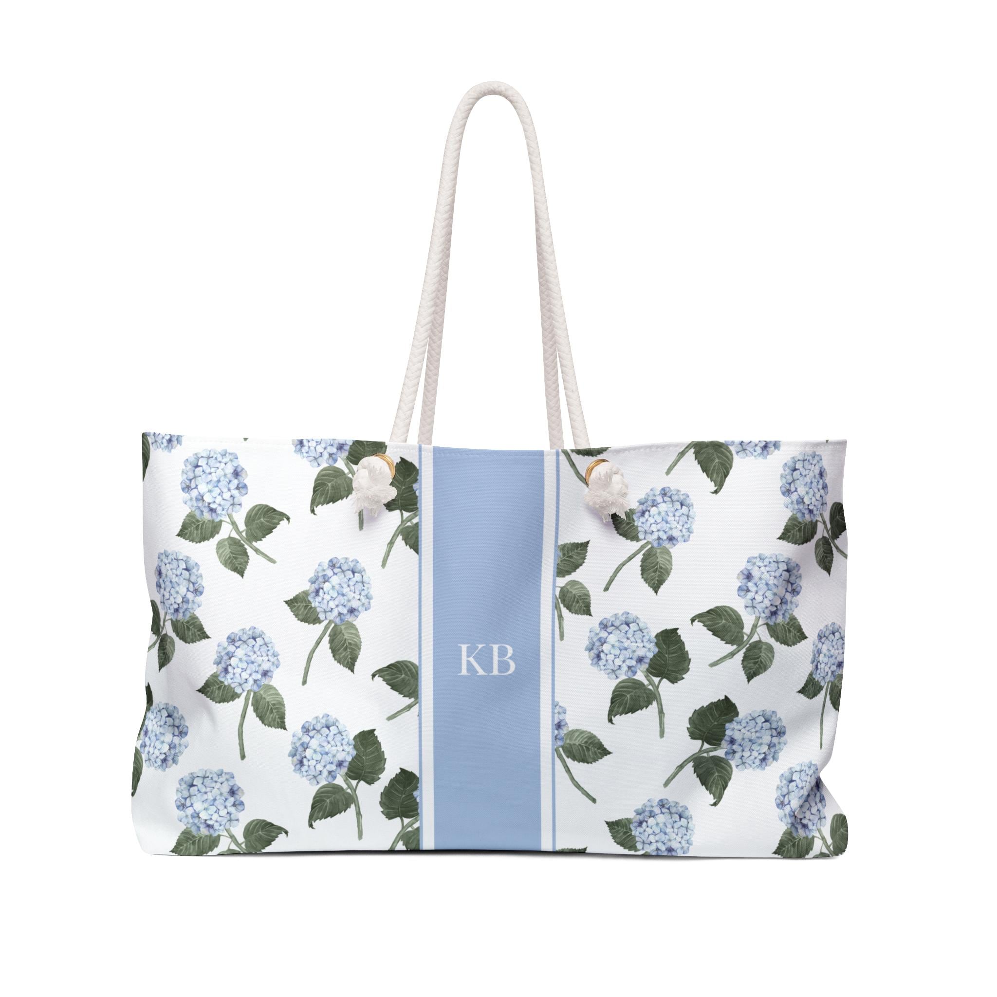 Floral Canvas Tote Bag For Women - Hydrangea Print, Reusable Shopping Bag With Inner Pocket