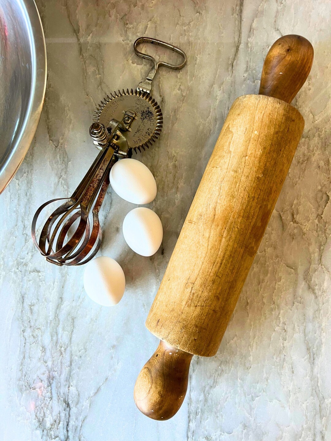 Vintage Rolling Pin / Antique Rolling Pin / Solid Wood Hand Etsy