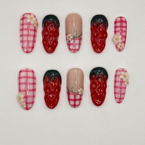 Strawberry Picnic Press-On Nails