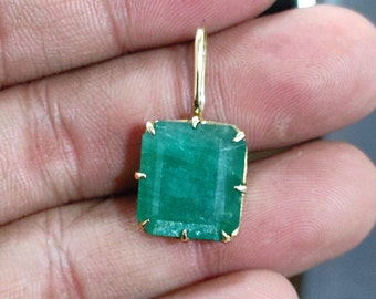Natural Emerald (Panna) Pendant | Certified Green Emerald Pendant in Panchdhatu | Astrology Gemstone Pendant