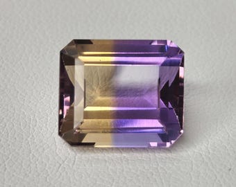 9,75 Ametrino natural talla esmeralda / Gema bicolor / Gema suelta certificada / Piedra de joyería de diseño