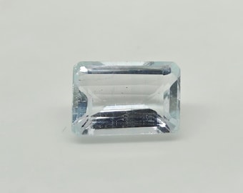 Aguamarina natural talla esmeralda / Aguamarina rectangular talla escalonada de 3,85 quilates / Gema azul claro / Piedra de nacimiento de marzo