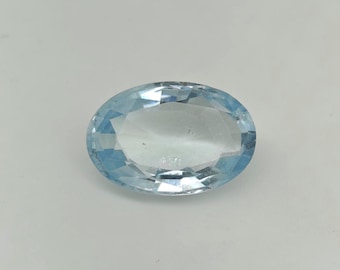 Gema de aguamarina ovalada natural de 3,60 quilates / Gema azul océano / Piedra suelta certificada / Piedra de nacimiento de marzo
