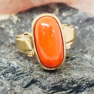 Bold Red Coral Ring | Natural Moonga Gemstone | Panchdhatu Astrology Ring | Mars (Mangal) Stone | Handmade Statement Jewelry