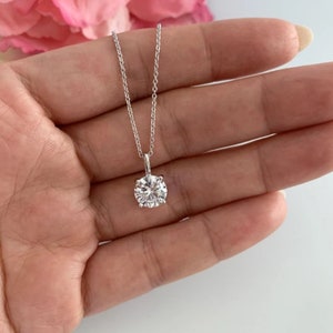2ct White Moissanite Pendant | 9k 14k Gold Pendant | Solitaire Pendant | Handmade Gold Necklace | Simple Necklace | Wedding Jewelry