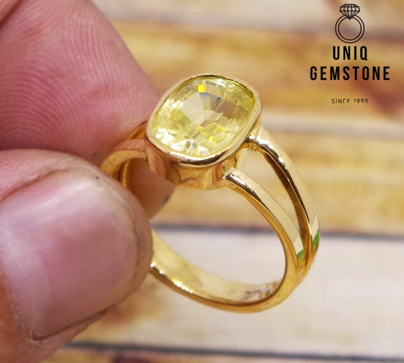 Buy Natural Certified Yellow Sapphire/ Pukhraj Panchdhatu Rashi Ratan  Astrological Purpose Ring for Men and Women Online in India - Etsy | Rings  for men, Mens gemstone rings, Yellow sapphire rings