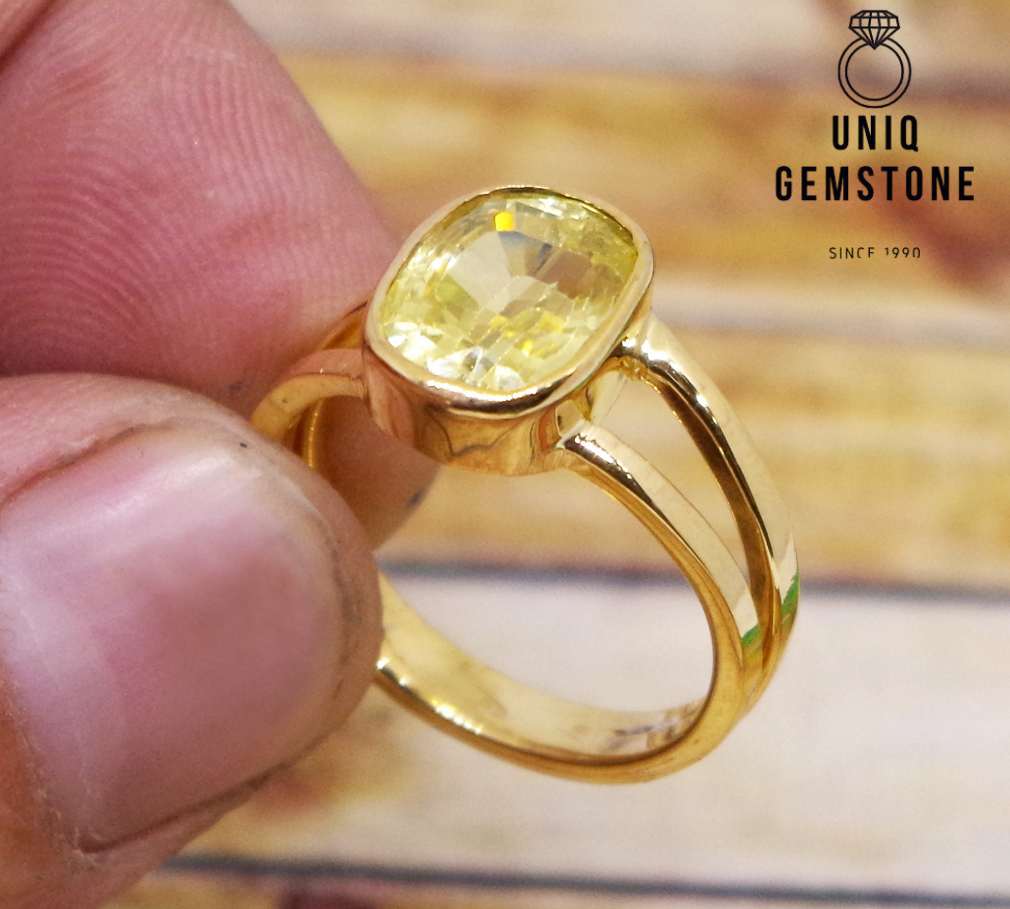 Unheated Untreated Yellow Sapphire Ring, Pukhraj Gemstone Ring - Shraddha  Shree Gems