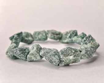 Natural Raw Green Aventurine Bracelet | Genuine Green Aventurine Crystal Bracelet | Lucky Healing Gemstone Jewelry | Unisex Gift