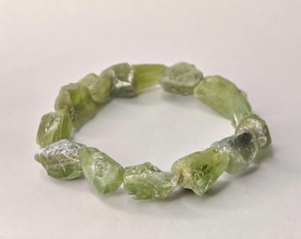 Natural Raw Peridot Bracelet | Genuine Peridot Crystal Bracelet | August Birthstone Jewelry | Healing Gemstone Gift | Unisex