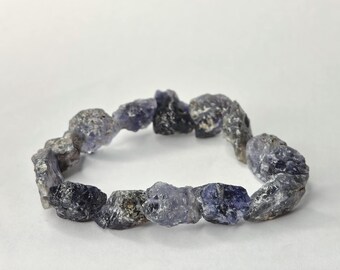 Natural Raw Iolite Bracelet | Genuine Iolite Crystal Bracelet | Viking's Compass Gemstone Jewelry | Healing Crystal Gift | Unisex