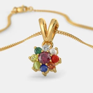 Navratan Chakra Anhänger, Panchdhatu Anhänger, Navratan 9 Planet Geburtsstein, Navratan für Glück und Charme, Anhänger für ihre Frauen