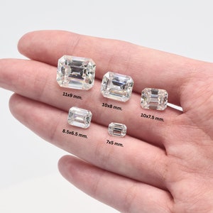 Moissanite Loose Stone GRA Certified D Color VVS Clarity Emerald Cut 7-11 MM, Moissonite Loose Stone & Size