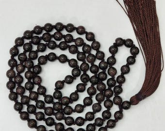Natural Red Garnet Mala | 8mm 108+1 Beads | Japa Meditation Necklace | Deep Red Prayer Strand | Yoga Spiritual Jewelry