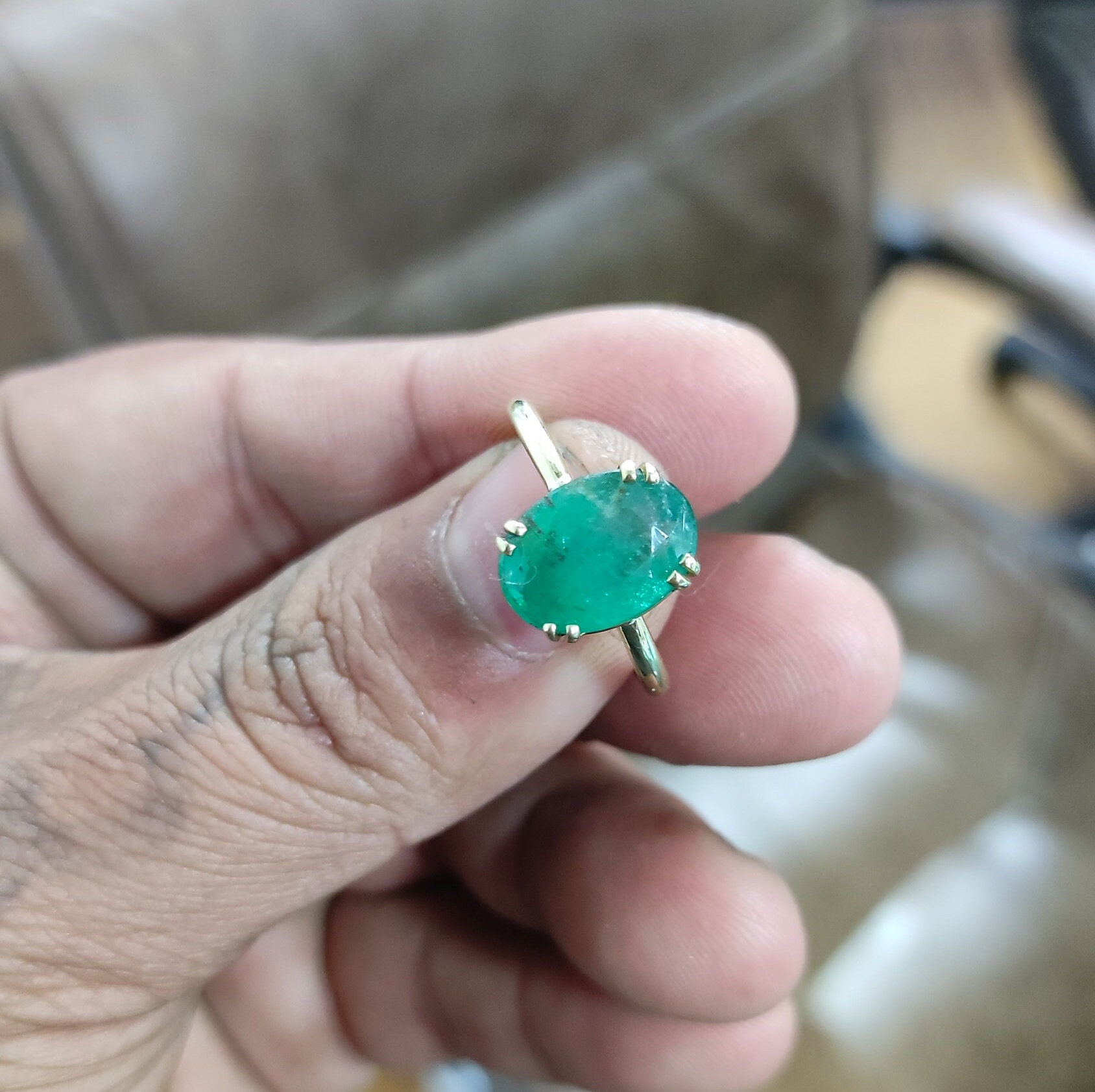 Real Emerald Ring, 100% Natural Zambian Emerald Panna 4 Ct to 8 Ct ...