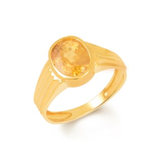 Natural Yellow Sapphire Ring, Yellow Sapphire Ring Men, Pukhraj Ring with panchdhatu Gemstone Ring, Birthstone Rings for Women, Gift for Her