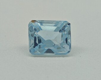 Aguamarina natural talla esmeralda / Aguamarina talla cuadrada escalonada de 1,40 quilates / Gema azul claro / Piedra de nacimiento de marzo