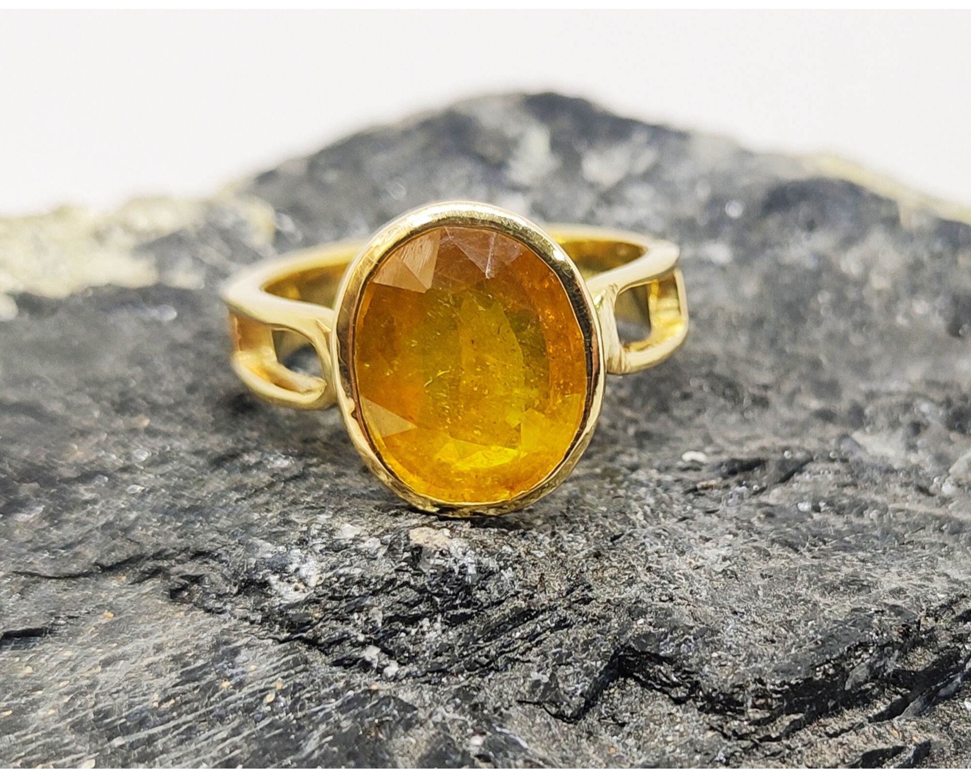 Certified Yellow Sapphire Ring | Natural Pukhraj | Panchadhatu
