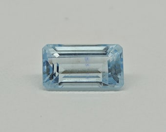 Aguamarina natural talla esmeralda / Aguamarina rectangular talla escalonada de 2,50 quilates / Gema azul claro / Piedra de nacimiento de marzo