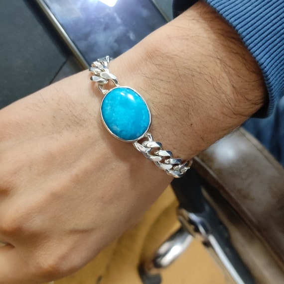 Buy STONE GEMS GALLERY Excellent Gorgeous Being Human Bracelet Original Salman  Khan 20.5 Carat Oval Cut 22.52 Ratti Sky Blue Feroza Turquoise Stone  Braceletसलमान खान ब्रेसलेटPure Platinum Bracelet For Men at Amazon.in