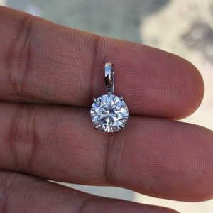 Pendentif en moissanite blanc 1 carat, 2 carats, 3 carats | Pendentif en or 9 carats 14 carats | Pendentif solitaire | Collier en or fait main | Collier simple | Bijoux de mariage