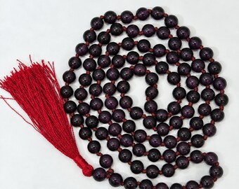 Natural Amethyst Mala | 8mm 108+1 Beads | Japa Meditation Necklace | Purple Crystal Prayer Strand | Yoga Spiritual Accessory