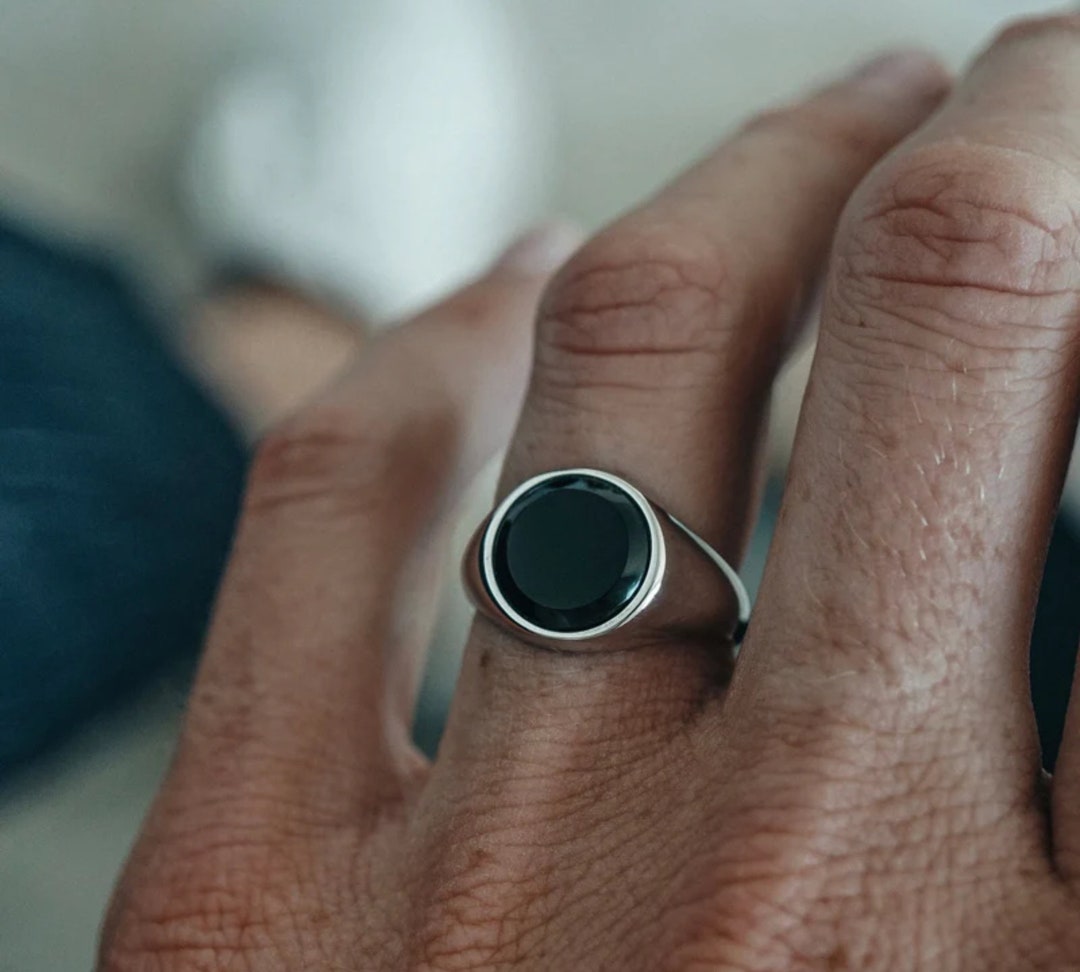 Mens Ring, Silver Rings for Men, Silver Ring, Black Onyx