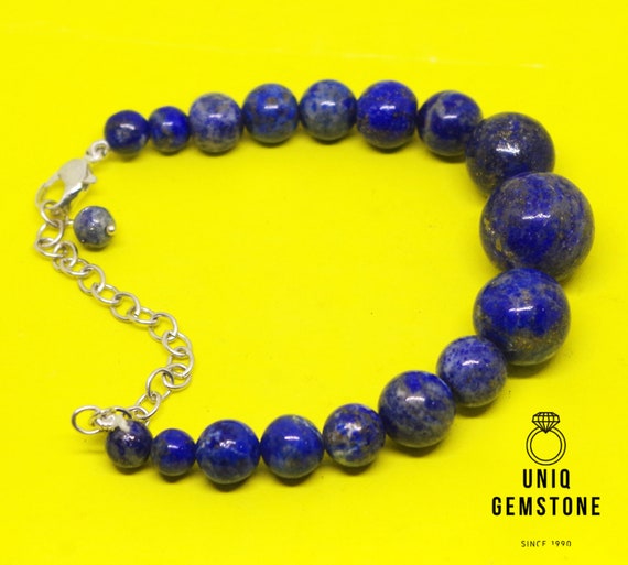 Genuine Lapis lazuli Natural Color 925 Silver adjustable Bracelet USA SELLER Genuine Lapis lazuli Natural Color 925 Silver adjustable Bracelet USA SELLER