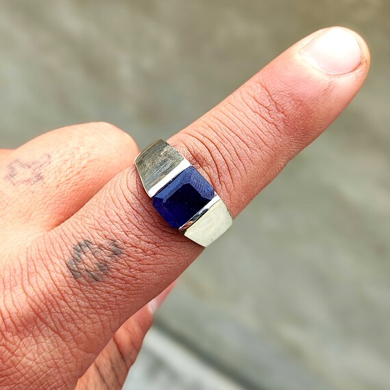 ラボ認定ブルーサファイアリング：925スターリングシルバー、占星術