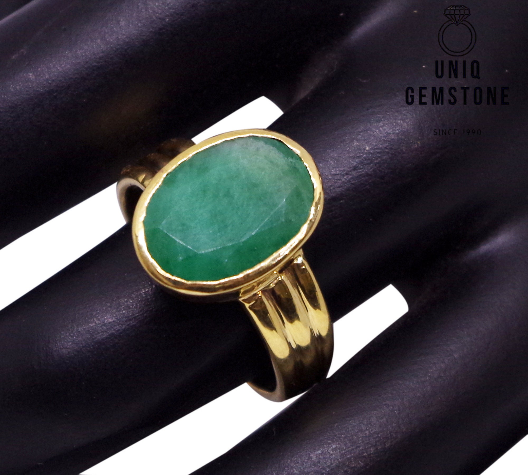 Natural Green Emerald/panna Gemstone Astrological Ring 18K Yellow Gold  Panchdhatu Handemade Ring for Men's and Women's - Etsy