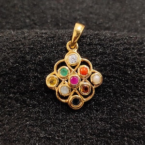 Nine Gemstone Pendant in Alloy, Lab Certified and 100% Natural 9 Gemstone Pendant (Without Chain), Pendant Gift for Women, Navratna Pendant
