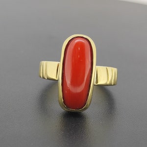 Natural Certified Coral (Moonga) Ring 3.80 to 8.30 Carat with Panchadhatu for Unisex, Moonga Ring, Astrology Ring, Gemstone Ring
