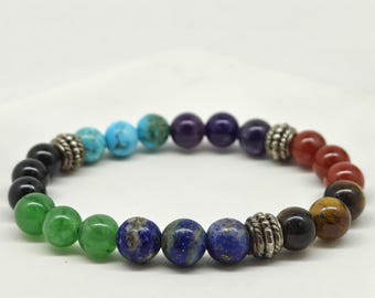 Pulsera de sanación de 7 chakras / Joyería energética para meditación con piedras preciosas naturales