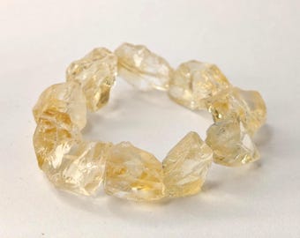 Natural Raw Citrine Bracelet | Genuine Citrine Crystal Bracelet | November Birthstone Jewelry | Abundance Healing Gemstone Gift | Unisex