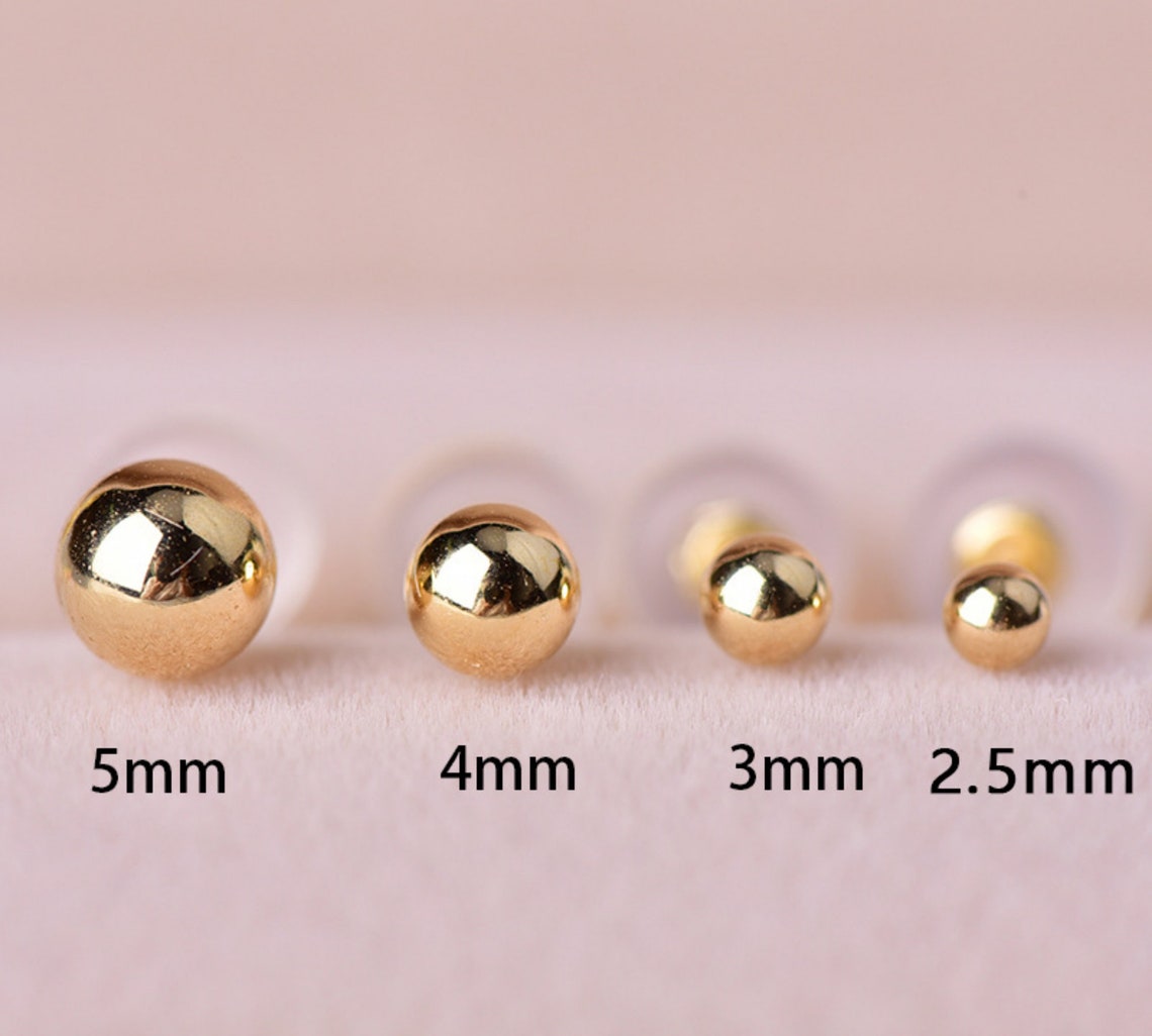 9k 14k Gold Ball Studs Small Stud Earrings Tiny Studs - Etsy UK