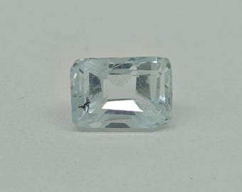 Aguamarina natural talla esmeralda / Aguamarina rectangular talla escalonada de 3,00 quilates / Gema azul claro / Piedra de nacimiento de marzo