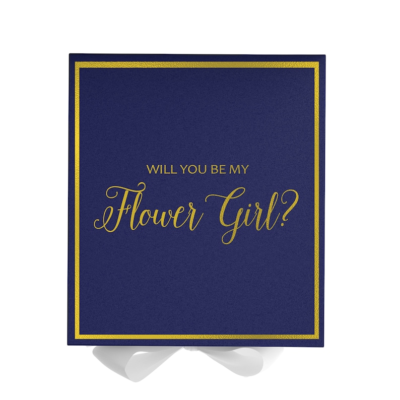 Proposal Box Will You Be My Flower Girl Navy Blue Box W/ Etsy
