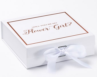 Proposal Box - Will You Be My Flower Girl?  - White Box w/  White Bow